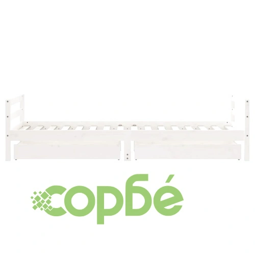 Рамка за детско легло с чекмеджета, бяла, 90x200 см, бор масив ➤ топ цена ➤ sorbe.bg