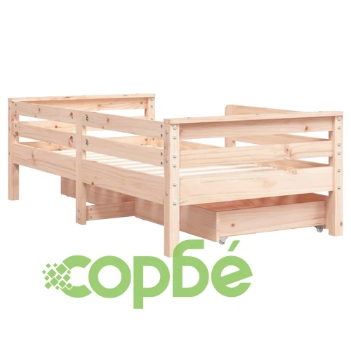 Рамка за детско легло с чекмеджета, 70x140 см, бор масив ➤ топ цена ➤ sorbe.bg