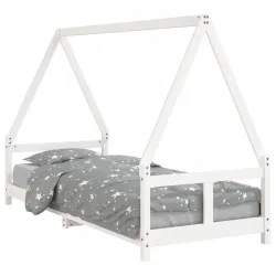 Рамка за детско легло бяла 80x200 см масивна чамова дървесина