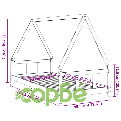 Рамка за детско легло, 90x200 см, масивна чамова дървесина ➤ топ цена ➤ sorbe.bg