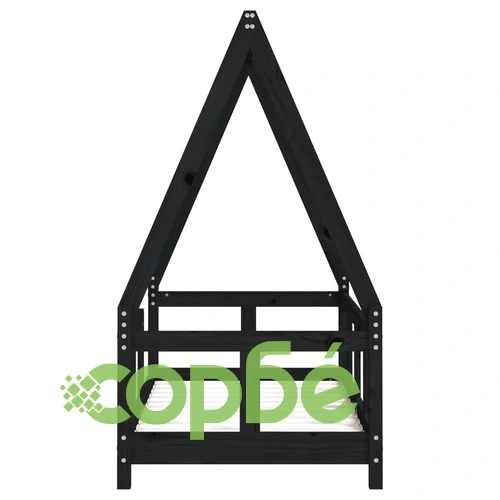 Рамка за детско легло черна 70x140 см масивна борова дървесина ➤ топ цена ➤ sorbe.bg