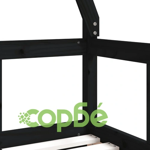 Рамка за детско легло черна 70x140 см масивна борова дървесина ➤ топ цена ➤ sorbe.bg