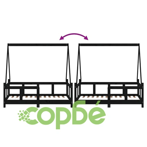 Рамка за детско легло черна 70x140 см масивна борова дървесина ➤ топ цена ➤ sorbe.bg