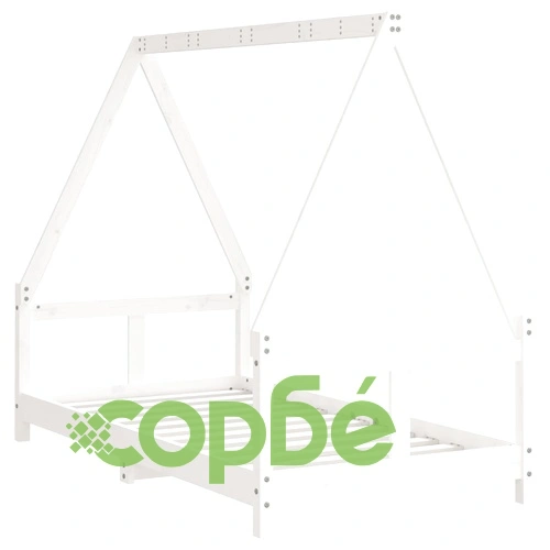 Детска рамка за легло бяла 80x160 см масивна борова дървесина ➤ топ цена ➤ sorbe.bg