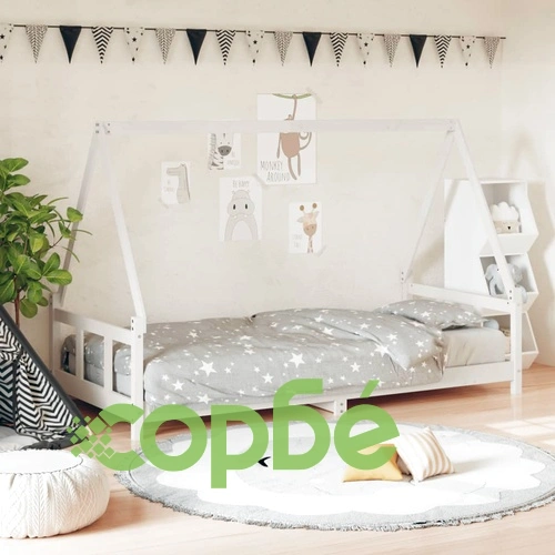 Детска рамка за легло, бяла, 90x190 см, бор масив ➤ топ цена ➤ sorbe.bg