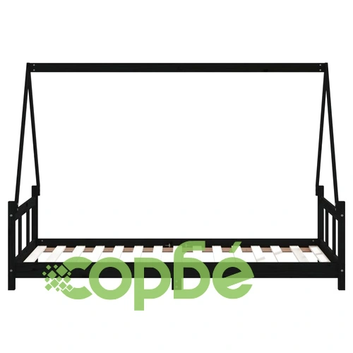 Детска рамка за легло, черна, 90x190 см, бор масив ➤ топ цена ➤ sorbe.bg