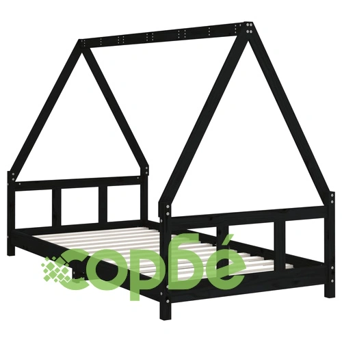 Детска рамка за легло, черна, 90x190 см, бор масив ➤ топ цена ➤ sorbe.bg