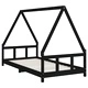 Детска рамка за легло, черна, 90x190 см, бор масив