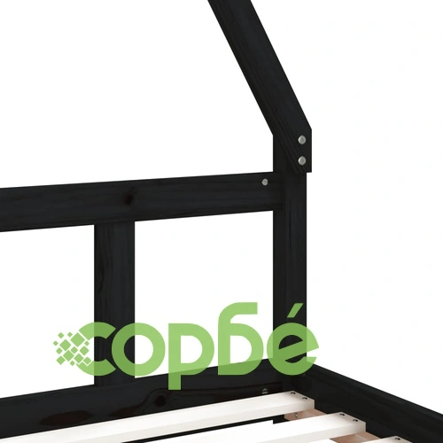 Детска рамка за легло, черна, 90x190 см, бор масив ➤ топ цена ➤ sorbe.bg