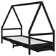 Рамка за детско легло с чекмеджета, черно, 80x200 см, чам масив