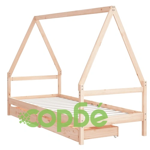 Рамка за детско легло с чекмеджета 90x200 см масивно дърво бор ➤ топ цена ➤ sorbe.bg