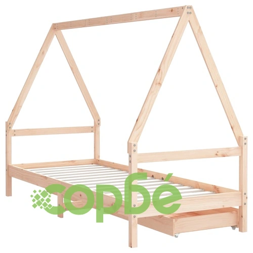 Рамка за детско легло с чекмеджета 90x200 см масивно дърво бор ➤ топ цена ➤ sorbe.bg