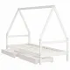 Рамка за детско легло с чекмеджета, бяла, 90x200 см, бор масив