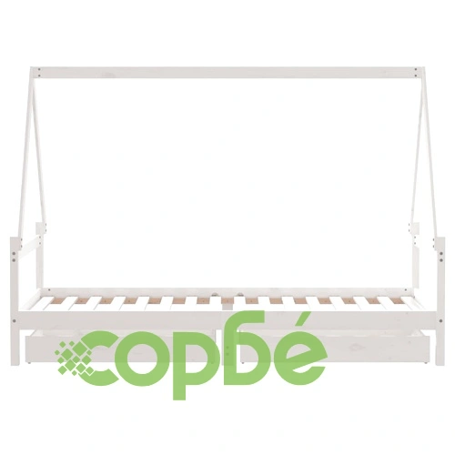 Рамка за детско легло с чекмеджета, бяла, 90x200 см, бор масив ➤ топ цена ➤ sorbe.bg