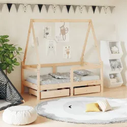 Рамка за детско легло с чекмеджета, 70x140 см, бор масив