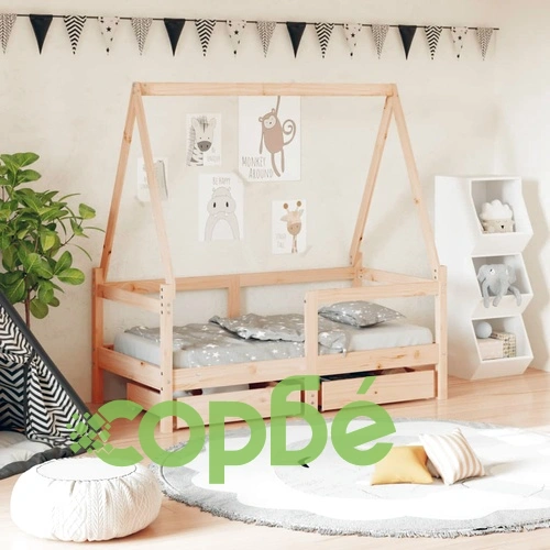 Рамка за детско легло с чекмеджета, 70x140 см, бор масив ➤ топ цена ➤ sorbe.bg