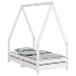 Рамка за детско легло, бяла, 70x140 см, бор масив