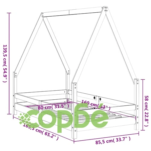 Детска рамка за легло бяла 80x160 см масивна борова дървесина ➤ топ цена ➤ sorbe.bg