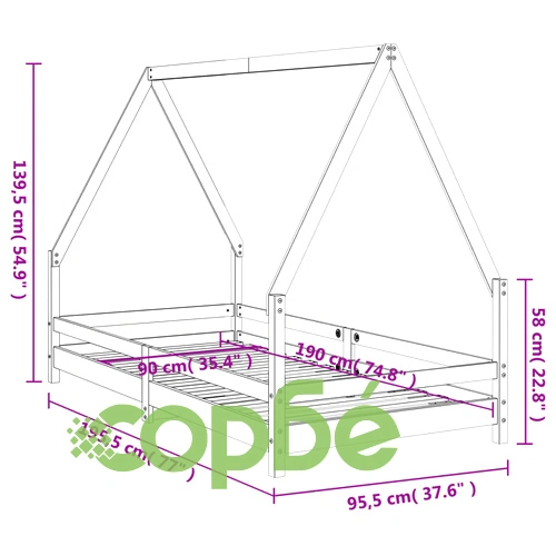 Детска рамка за легло, 90x190 см, бор масив ➤ топ цена ➤ sorbe.bg