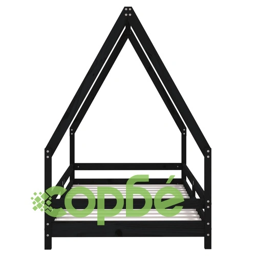 Детска рамка за легло, черна, 90x190 см, бор масив  ➤ топ цена ➤ sorbe.bg