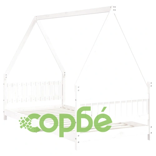 Рамка за детско легло бяла 90x200 см масивна борова дървесина ➤ топ цена ➤ sorbe.bg