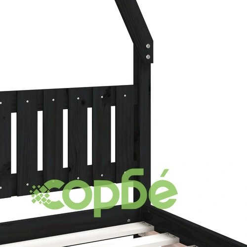 Рамка за детско легло черна 80x160 см масивно борово дърво ➤ топ цена ➤ sorbe.bg