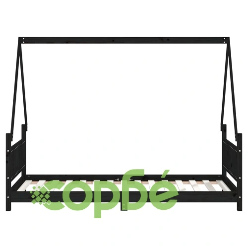 Детска рамка за легло, черна, 90x190 см, бор масив ➤ топ цена ➤ sorbe.bg