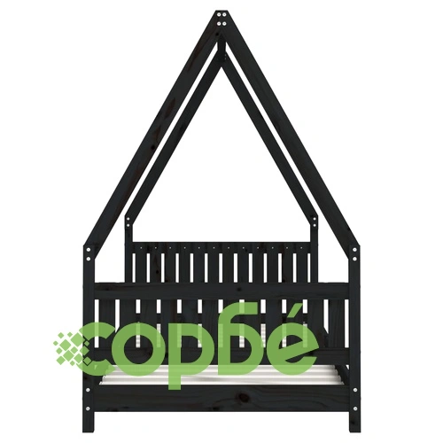 Детска рамка за легло, черна, 90x190 см, бор масив ➤ топ цена ➤ sorbe.bg