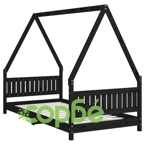 Детска рамка за легло, черна, 90x190 см, бор масив ➤ топ цена ➤ sorbe.bg