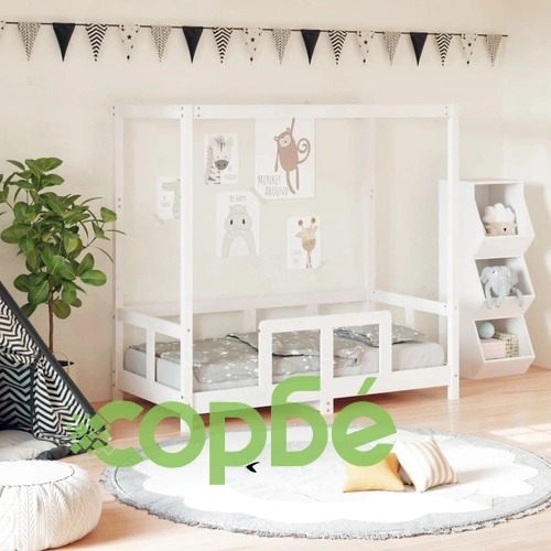 Рамка за детско легло, бяла, 70x140 см, бор масив ➤ топ цена ➤ sorbe.bg