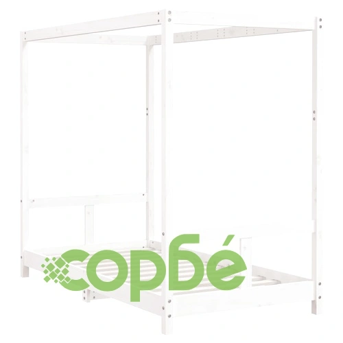 Детска рамка за легло бяла 80x160 см масивна борова дървесина ➤ топ цена ➤ sorbe.bg