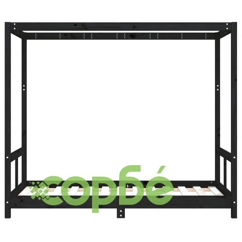 Рамка за детско легло черна 80x160 см масивно борово дърво ➤ топ цена ➤ sorbe.bg