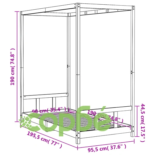 Детска рамка за легло, 90x190 см, бор масив ➤ топ цена ➤ sorbe.bg