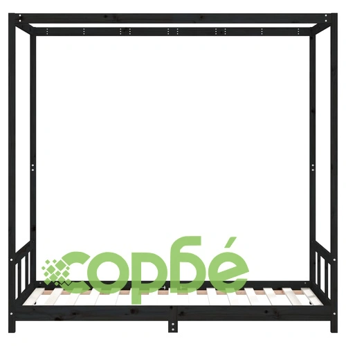 Детска рамка за легло, черна, 90x190 см, бор масив ➤ топ цена ➤ sorbe.bg