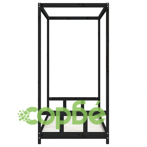 Детска рамка за легло, черна, 90x190 см, бор масив ➤ топ цена ➤ sorbe.bg