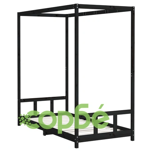 Детска рамка за легло, черна, 90x190 см, бор масив ➤ топ цена ➤ sorbe.bg