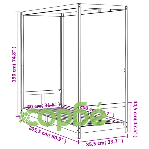 Рамка за детско легло 80x200 см масивна борова дървесина ➤ топ цена ➤ sorbe.bg