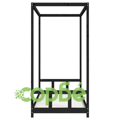 Рамка за детско легло, черна, 90x200 см, масивно борово дърво ➤ топ цена ➤ sorbe.bg