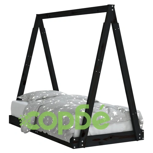 Рамка за детско легло черна 70x140 см масивна борова дървесина ➤ топ цена ➤ sorbe.bg