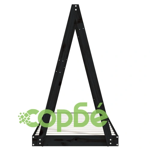 Рамка за детско легло черна 70x140 см масивна борова дървесина ➤ топ цена ➤ sorbe.bg