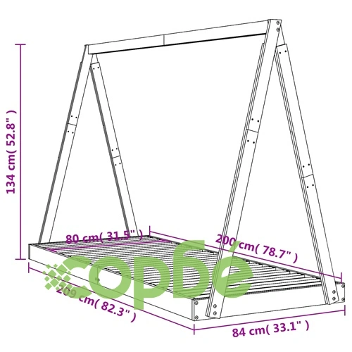 Рамка за детско легло 80x200 см масивна борова дървесина ➤ топ цена ➤ sorbe.bg