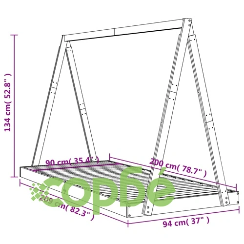 Рамка за детско легло бяла 90x200 см масивна борова дървесина ➤ топ цена ➤ sorbe.bg