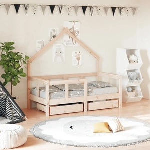 Рамка за детско легло с чекмеджета, 70x140 см, бор масив