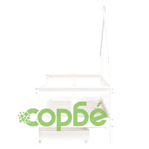 Рамка за детско легло с чекмеджета, бяла, 70x140 см, бор масив ➤ топ цена ➤ sorbe.bg