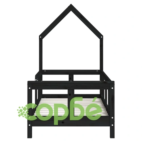 Рамка за детско легло черна 70x140 см масивна борова дървесина ➤ топ цена ➤ sorbe.bg