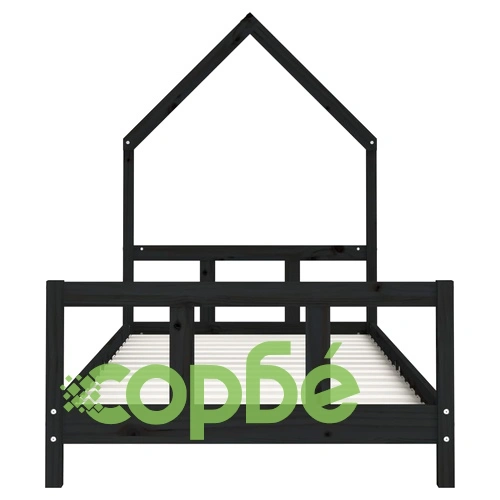 Детска рамка за легло, черна, 90x190 см, бор масив ➤ топ цена ➤ sorbe.bg