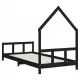 Детска рамка за легло, черна, 90x190 см, бор масив