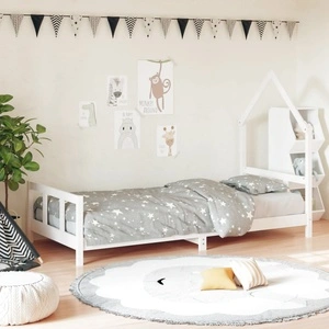 Рамка за детско легло бяла 90x200 см масивна борова дървесина