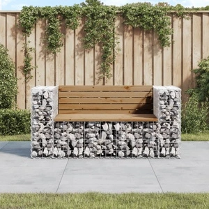 Градинска пейка габионен дизайн 143x71x65,5 см импрегниран бор