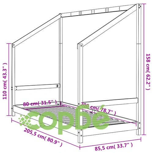 Детска рамка за легло 80x200 см борово дърво масив ➤ топ цена ➤ sorbe.bg